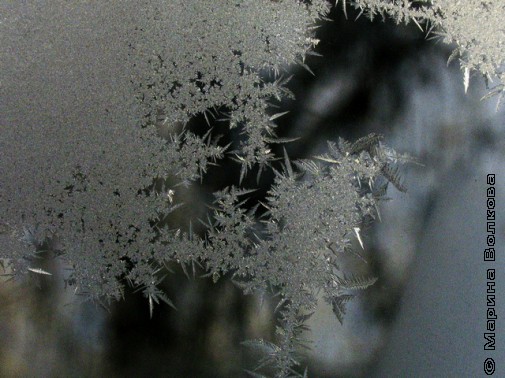зимние морозные узоры на стекле